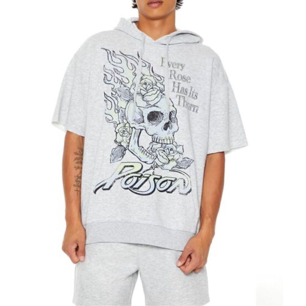 Goodie Two Sleeves Poison Short-Sleeve Hoodie Gray XL Nwot